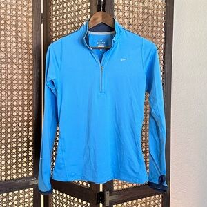 Blue Nike running dri fit quarter zip